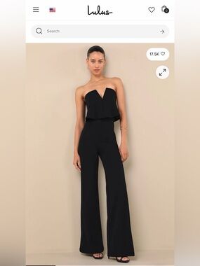 Lulu's Black Strapless Sweetheart Wide-Leg Jumpsuit